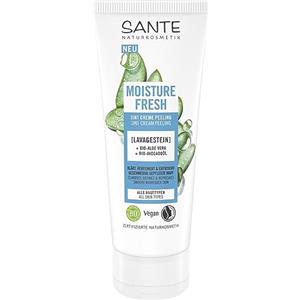 SANTE Naturkosmetik Moisture Fresh 3 in 1 crema peeling con pietra lavica, aloe vera biologica e olio di avocado biologico, pulizia del viso, per una pulizia rinfrescante e profonda, 100 ml