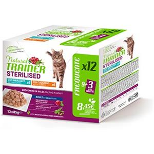 Trainer Natural e Sensitive Natural Trainer Cat Multipack Sterilized Adult Bustine - Merluzzo e Tacchino x12