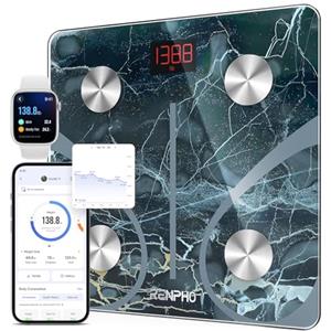 RENPHO Elis 1 Bilancia Pesapersone, Professionale Bilancia Impedenziometrica Bluetooth Bilancia Pesa Persona Digitale con App - Misura Peso Corporeo, Massa Grassa, BMI, Massa Muscolare, Marmo