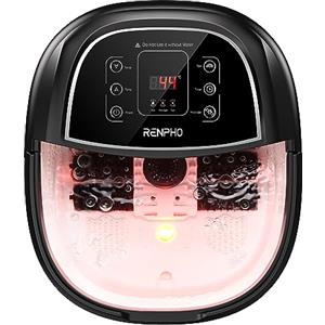 RENPHO Pediluvio piedi con Riscaldamento Veloce Massaggio Automatico e Potenti Getti di Bolle, Rulli Massaggianti shiatsu Motorizzati, Pedicure per Piedi Stanchi, Temperatura Regolabili