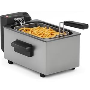 Tristar Friggitrice in Acciaio Inox, Capacità 3L, Temperatura Regolabile fino a 190°C, Zona Fredda, Parti Lavabili in Lavastoviglie, Scocca Cool-Touch, FR-9326