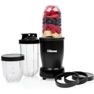 Tristar Frullatore per Smoothie, Motore da 350 W, Borraccia da 0,5 L per Asporto, 3 Bicchieri con Coperchi, Parti Lavabili in Lavastoviglie, BL-4486