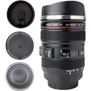 SLOSH Tazza Viaggio Caffè Obiettivo Camera Lens Con 2 Coperchi Tazza Auto Ufficio Acciaio Inox Tumbler Travel Mug Tazze Macchina Fotografica fotografico Bpa Free Cup (GE-II-V)