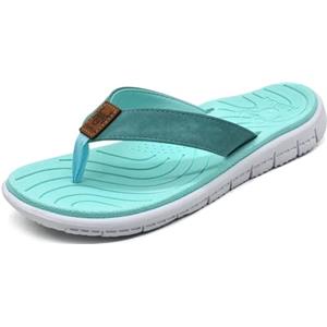 KuaiLu Infradito Donna Moda Estive Comode Pelle Ciabatte Infradito Supporto Arco Plantare Sandali Infradito Spiaggia Piscina Flip Flop Mare Leggere Antiscivolo Gomma Suole Khaki nero 43