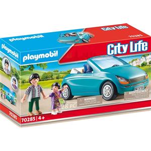 PLAYMOBIL City Life 70285 - Papà e Bambino con Decappottabile, Seggiolino e Borsetta