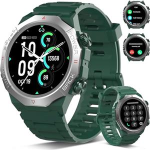 Ddidbi Smartwatch Uomo Donna con Effettua o Risposta Chiamate, 1.39" Militare Orologio Smartwatch, Sonno Cardiofrequenzimetro, 110+ Modalità Sportive Fitness Tracker, IP68 Smart Watch Android iOS, Verde