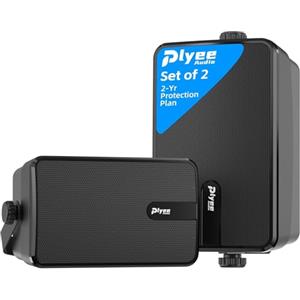 Plyee Audio Casse Bluetooth da Esterno, Casse da Parete Attive + Passive, Design Compat, Supporto Ingresso Aux, Adatte per Patio, Veranda, Garage, Confezione da 2 (MZ-650)
