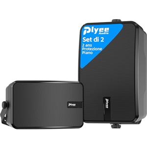 Plyee Audio Casse Bluetooth da Esterno, Casse da Parete Attive + Passive, Supporto Bluetooth e Aux, Amplificatore Integrato, Adatte per Patio, Veranda, Garage, Piscina, Confezione da 2 (MZ-622)