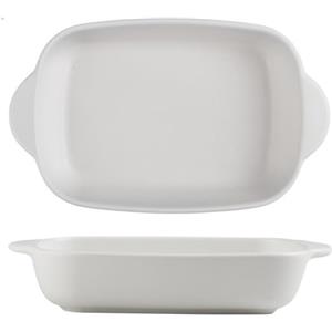 UGCER Pirofila in Ceramica con Doppi Manici, teglie rettangolari Serie Bake Teglie Versatili da Forno a tavola per Cucinare, Lasagne, sformati,Bianca
