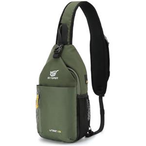 SKYSPER Zaino Monospalla Multifimzioni Borsa a Tracolla Impermeabile con Porta USB per Uomo Donna Casual Ciclismo Trekking Viaggio,Verde