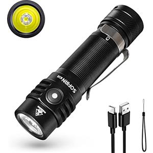 Sofirn SC18 Torcia LED ，IP68 Torcia resistente all'acqua, ricaricabile, tascabile (per il campeggio, l'escursionismo e l'uso di emergenza) con 1800 lumen LED, 5 modalità di illuminazione