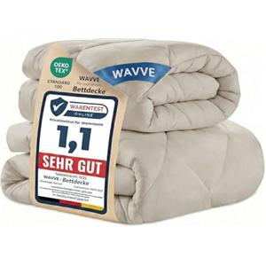 WAVVE Piumino Letto Singolo Quattro 4 Stagioni 135x200 cm, Set Piumino Estivo 150gsm 135 x 200 + Piumino Primaverile/Autunnale 300gsm 200x135 = Piumone Invernale Trapunta Caldissimo 450gsm, Beige