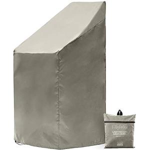 Chefarone Telo Impermeabile Copri Sedie da Giardino 67x67x110 cm - Copertura Robusta e Spessa per Sedie Impilabili - Grigio con Cordone di Sicurezza e Custodia Inclusa