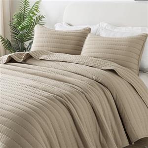 R.SHARE Copriletto Matrimoniale Estivo 300 × 270 cm, Beige Trapunta Matrimoniale Primaverile, 100% Microfibra Trapuntato, Coperta Divano Giorno Ultra Morbida OEKO TEX(senza federa)