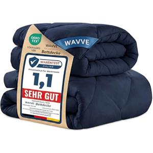WAVVE Piumino Letto Matrimoniale 4 Stagioni 220x240 cm, Set Piumino Estivo 150gsm 240x220 + Piumino Primaverile/Autunnale 300gsm 220 x 240 = Piumone Matrimoniale Invernale 450gsm, Blu Navy