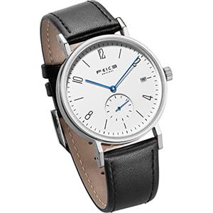 FEICE Orologio Automatico con Vetro Zaffiro Movimento Automatico Minimalista Orologio Uomo Unisex Cinturino in Pelle FM201 (Nero)
