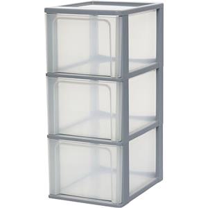 Iris Ohyama Cassettiera in Plastica, Portaoggetti, 3 Cassetti Grandi, Grigio, Apertura Facile, Formato A4, A5 e A6, Organizzatore, Per Ufficio, Scuola, Cartoleria, Senza BPA, Contenitore, OCH-2300