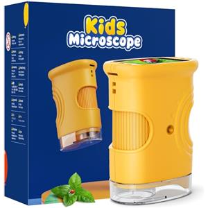 Temodu 1000X Microscopio Bambini, Temodu Microscopio Digitale Bambini da 2.0'', con 8 luci LED Regolabili, può essere utilizzato come regalo di compleanno o di Natale 3 agli (382-Yellow)