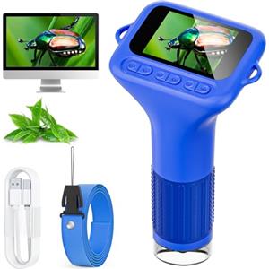 SKYBASIC Microscopio digitale per bambini, schermo IPS SKYBASIC da 2,0 pollici, microscopio portatile 1000x con 8 luci LED regolabili, Capodanno per bambini dai 4 agli 12 anni