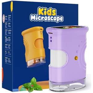 Temodu 1000X Microscopio Bambini, Temodu Microscopio Digitale Bambini da 2.0'', con 8 luci LED Regolabili, può essere utilizzato come regalo di compleanno o di Natale 3 agli (382-Purple)