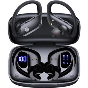 ECLVOX Cuffie Bluetooth Sport con Ganci Auricolari, Auricolari Wireless In Ear con 80H Autonomia, Display LED Doppio, Earbuds Bluetooth con Microfono, Cuffiette Running per Palestra, Fitness e Corsa