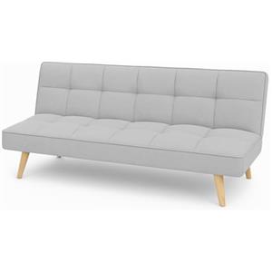 Totò Piccinni Divano Letto 3 Posti SANDWICH Prontoletto Clic-Clac imbottito con piedini in legno (Tessuto Grigio Chiaro)