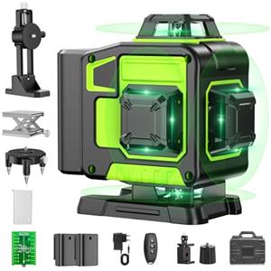 karzu Livella Laser Autolivellante 16 Linee, 4 X 360 °Livello Laser Autolivellante Verde, 2 x Batterie, Autolivellante, Supporto rotante, Telecomando Cabina di rilevamento