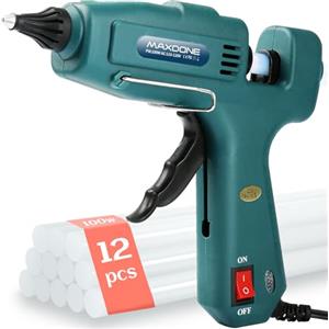 MAXDONE Grandi Pistola Colla a Caldo 100W, Pistola Colla a Caldo Professionale con 12 stick di colla a caldo da 11 mm, per Arte DIY a Scuola Riscaldamento Rapido
