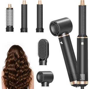 Dryhsip 5 in 1 Spazzola Asciugacapelli Multifunzione, Phon con 3 Temperatures, Styling Liscio, Onde, Ricci, Volumizzante, Hair Styler Viaggi set Regalo donna e uomo (Classic Black)