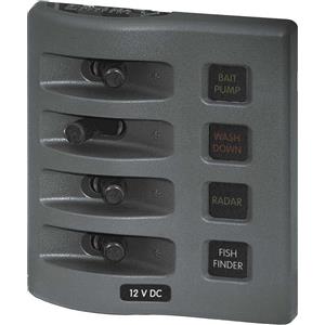 Blue Sea Systems Pannello Portafusibili Impermeabile 12V DC Grigio a 4 Posizioni con Protezione IP67