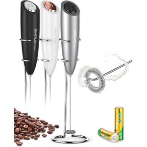 SIMPLETASTE Frullino Montalatte Schiumatore Cappuccinatore per Latte Schiumalatte, Cappuccino, Grigio, Batterie Incluse
