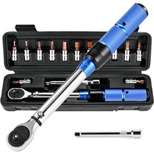 Philtool Chiave dinamometrica per bicicletta 1/4, 2-24 Nm, 15 TLG, set piccolo, precisione di errore Torque Wrench con asta di prolunga da 100 mm, esagono incassato e punte Torx
