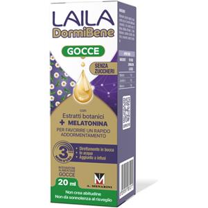 Laila DormiBene Gocce 20 ml - Integratore con Melatonina, Melissa e Camomilla per Favorire il Sonno