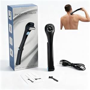 Bathgate Rasoi pieghevoli senza fili per uomo, rasoio elettrico per il corpo con manico lungo per spalle sul petto, ricaricabile con USB-C