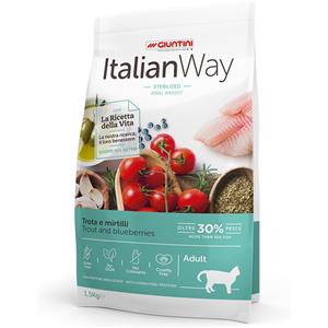 Italian Way Cibo Secco per Gatti Sterilizzati con Trota e Mirtilli - 1,5 kg - Alta Digeribilità e Senza Cereali