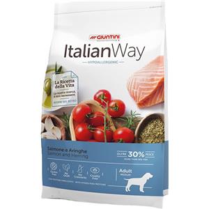 Italian Way Cibo per Cani Ipoallergenico Salmone e Aringhe - Adult Medium/Maxi - 12 Kg