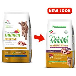 Trainer Natural Adult Sensitive Anatra 1,5 kg - Alimento Completo per Gatti con Benefici per Pelle, Pelo e Intestino
