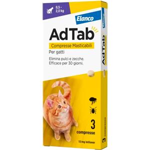 ELANCO AdTab Per Gatti 0,5-2kg 3 Compresse Masticabili 12mg, Singola unità