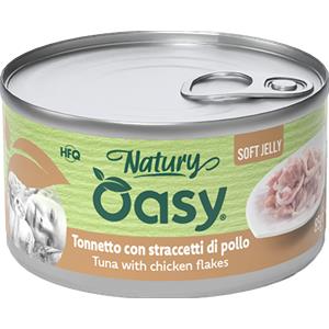 Oasy Natury Soft Jelly - Tonnetto con Straccetti di Pollo 85 g - Alimento Umido Naturale per Gatti