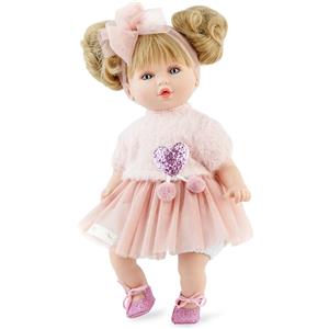 MARINA & PAU Petite Bambola Spagnola 40 cm con Maglioncino e Gonna di Tulle Rosa