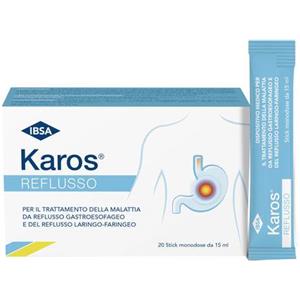 Karos Reflusso - Dispositivo medico orale per il trattamento dei sintomi da reflusso gastroesofageo, 20 stick monodose da 15 ml