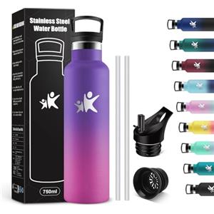 KollyKolla Borraccia Termica 750ml, Borraccia a Prova di Perdite, Facile Pulizia, senza BPA, Riutilizzabile, con Cannuccia, Borraccia per Adulto, Campeggio, Ciclismo, Lavoro, Viaggio
