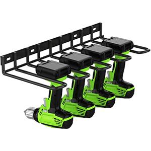 ENONCI Conservazione di utensili elettrici, Organizzatore del garage, Portautensili a parete, Supporto per trapano in metallo Magazzino per elettroutensili, 378 * 175 * 45 MM, Nero