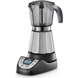 De Longhi Alicia PLUS EMKP 63.B Caffettiera elettrica Moka 3 o 6 Tazze Caffè Macinato in Polvere Funzione Orzo e Aroma con Timer