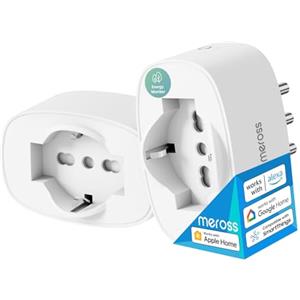 Meross Presa Smart WiFi Tipo Italiano con Monitoraggio Consumi, 2 Pezzi | Compatibile con Apple HomeKit, Alexa e Google Home, Funzione Timer, Controllo Vocale e a Distanza, 3840 W, 16 A