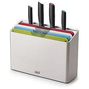 JOSEPH JOSEPH Folio Icon Plus - Set di 8 Taglieri Antiscivolo e Coltelli Professionali con Custodia Elegante