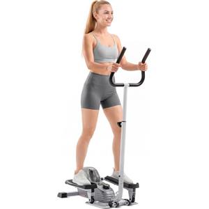 Sunny Health & Fitness Ellittica Mini 2-in-1 da Seduti/in Piedi, Pedaliera Portatile con Manubri per Allenamento in Casa, Esercizio a Basso Impatto per Anziani/Donne - SF-E3988, Grigia