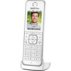 FRITZ!Fon C6, Telefono Cordless DECT (display a colori di alta qualità, telefonia HD, servizi Internet, ottimizzato per il funzionamento solo con FRITZ!Box), colore bianco, versione internazionale