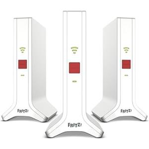 FRITZ! Mesh Wi-Fi Set 4200, Confezione da 3 FRITZ! Repeater 3000AX, Soluzione Mesh fino a 6 stanze, WiFi 6 Triband fino a 4.200 Mbps, 2 LAN Gigabit, interfaccia in Italiano