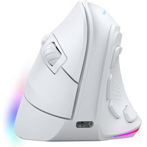 Mars Gaming MM-SK, Mouse Gaming Wireless Verticale, Design Ergonomico, Illuminazione RGB Chroma, Sensore Ottico Pixart 8400DPI, Switch Meccanici Huano, 9 Pulsanti Programmabili, Mouse Tri-Mode, Bianco